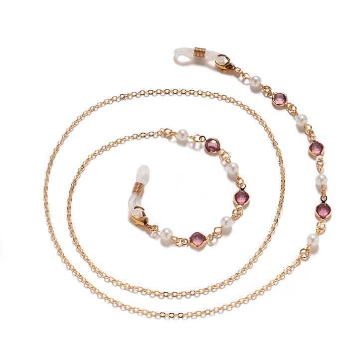 Premium Pearl and Amethyst Eyewear Chain Kalsten