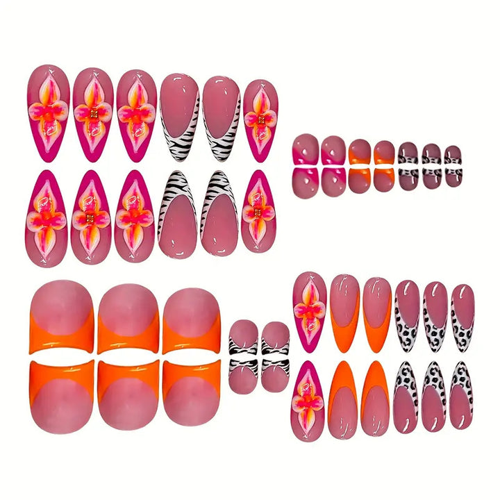 Artistic Floral and Abstract Press-On Nail Set Kalsten