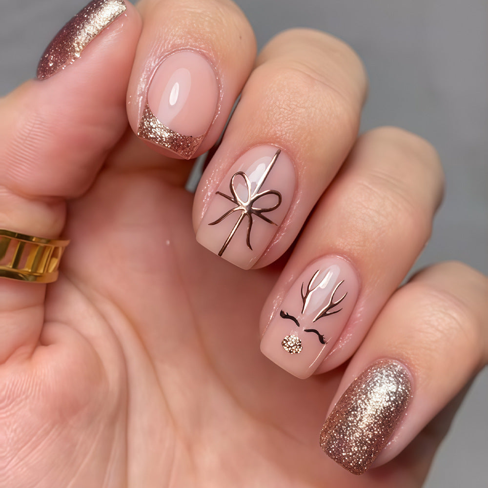 Elegant Festive Press-On Nail Art Set Kalsten