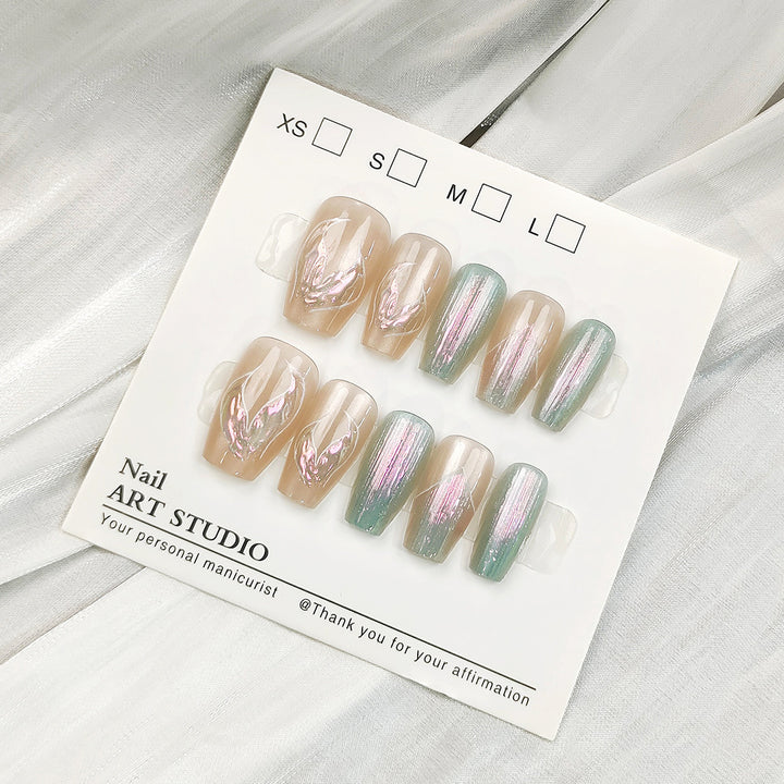 Artificial nail tips with shimmering design Kalsten