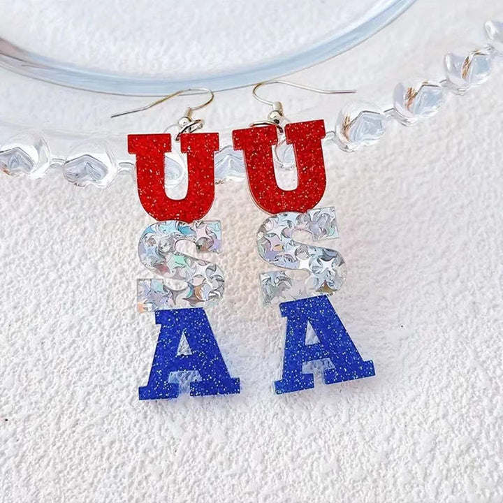 Women's long acrylic letter earrings three-piece with hologram and glitter effect Kalsten