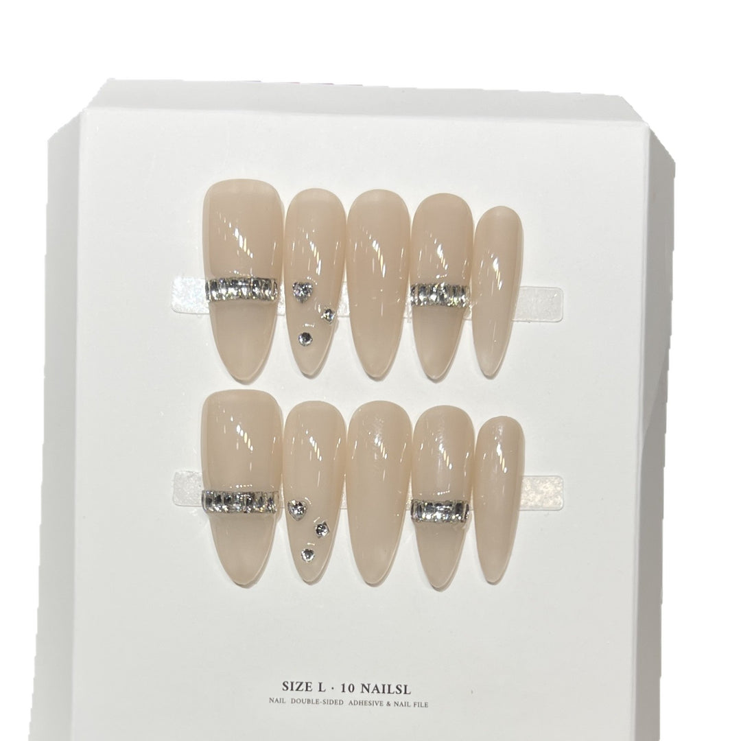 Elegant Stiletto Press-On Nail Set with Diamond Accents Kalsten