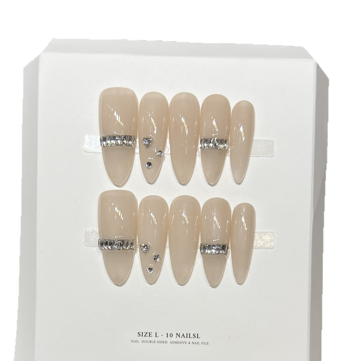 Elegant Stiletto Press-On Nail Set with Diamond Accents Kalsten