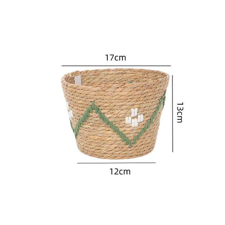 Handwoven storage basket with colorful accents Kalsten