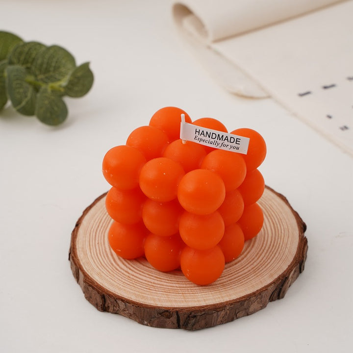 Handcrafted Sphere-Cluster Cube Soy Wax Candle Centerpiece