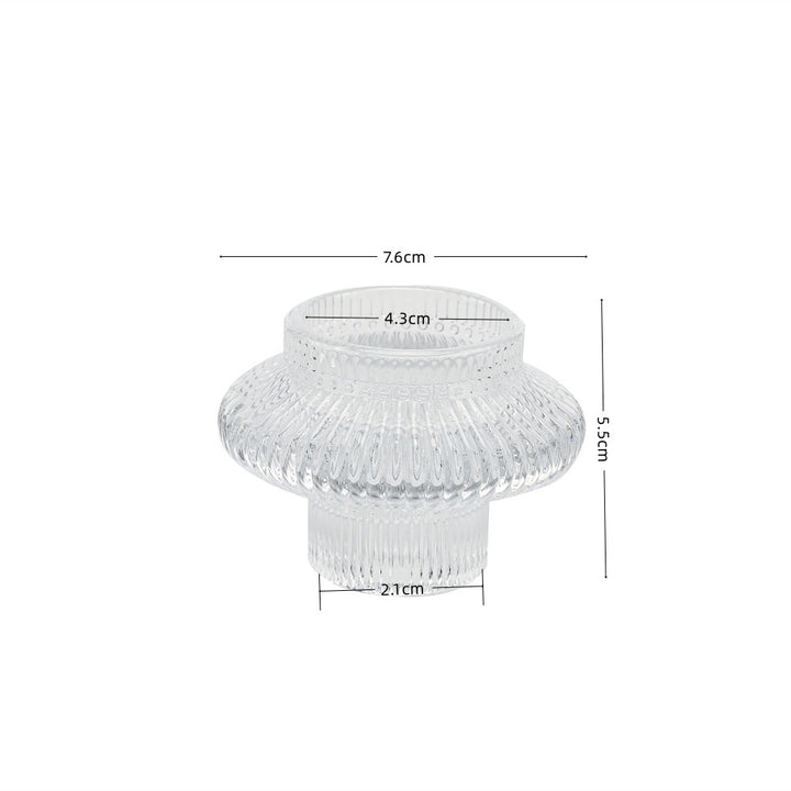 Ribbed Textured Glass Tealight Candle Holder with Flared Collar Kalsten