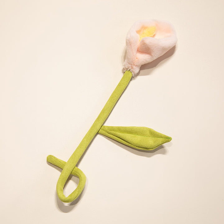 Plush Corduroy Tulip Cat Teaser Toy with Fluffy Pom Bud & Flexible Stem Kalsten