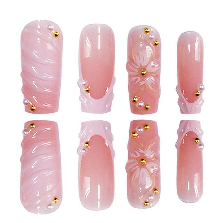 Decorative Press-On Nail Art Set with Rhinestone Accents Kalsten