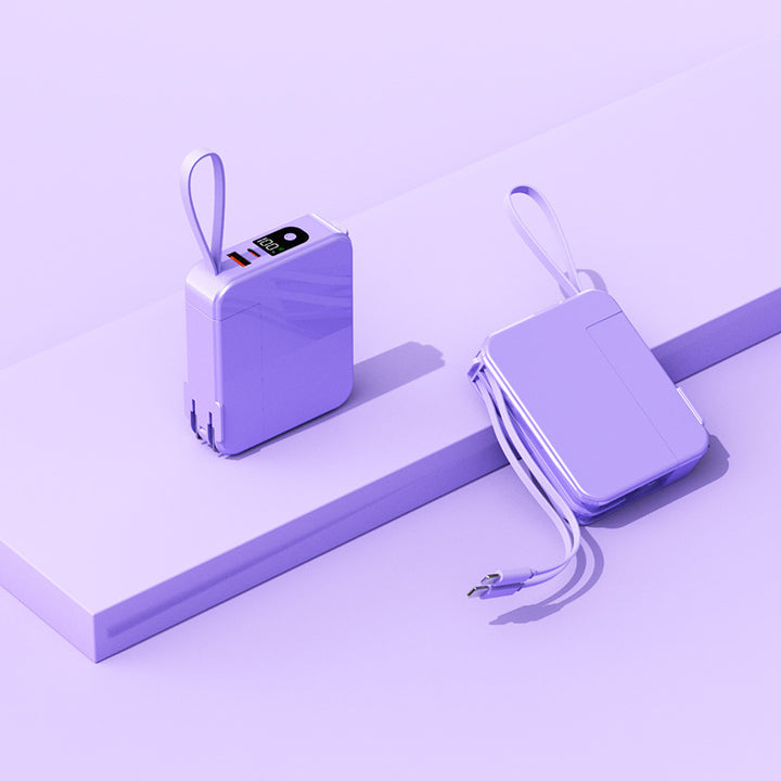 Portable power bank with retractable charging cable and digital display Kalsten