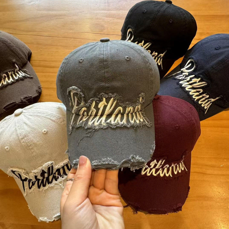 Unisex Distressed Cotton Baseball Cap Kalsten