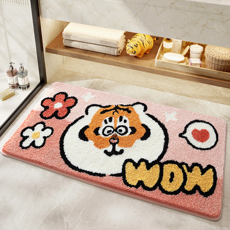 Playful Cartoon Tiger Bath Mat Kalsten