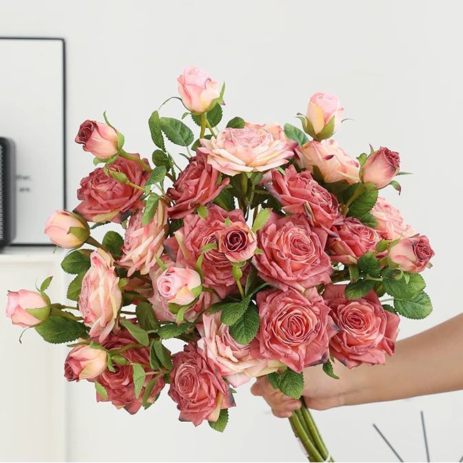 Realistic Multi-Rose Floral Bouquet