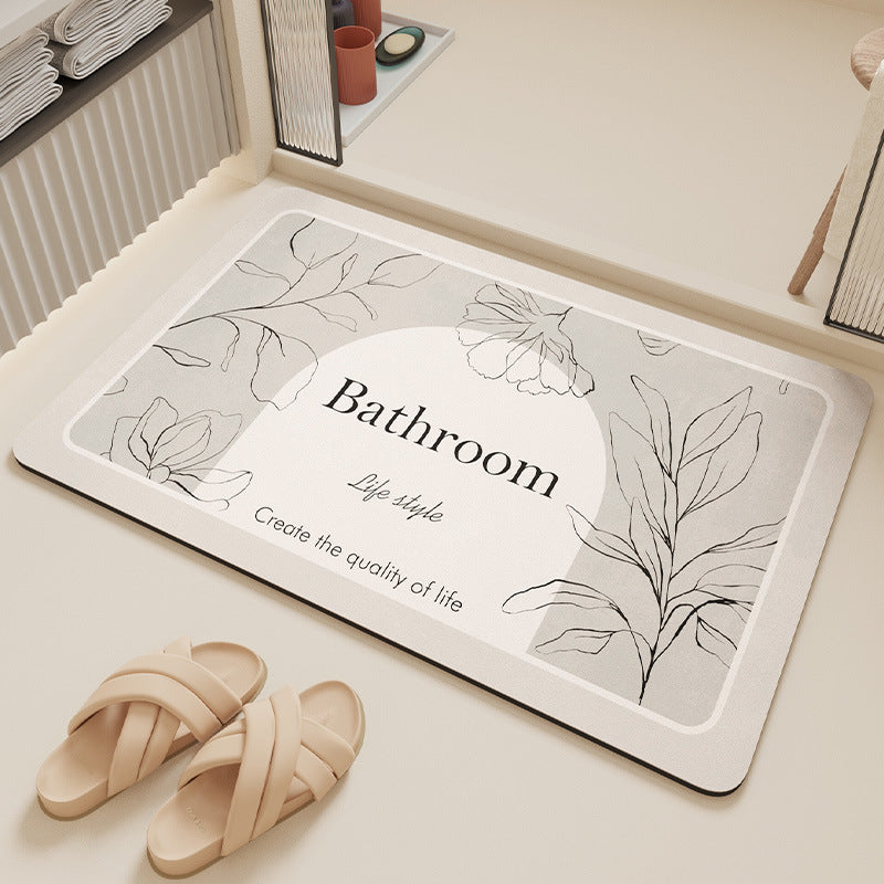 Elegant Floral Design Bathroom Mat Kalsten