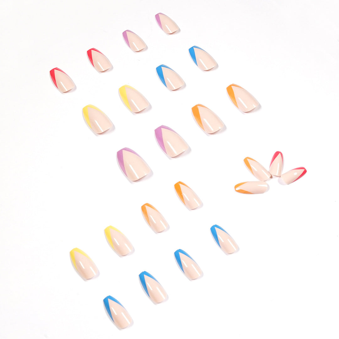 Artificial nail art with colorful tips and elegantly accented designs Kalsten