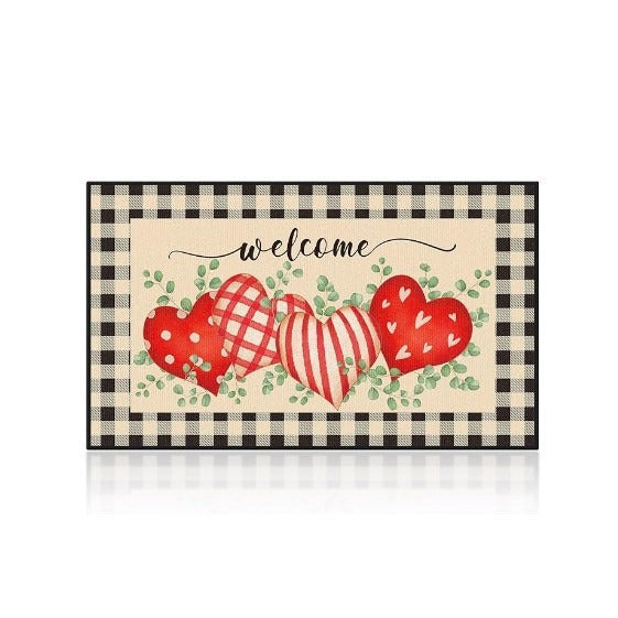 Heart-Themed Decorative Welcome Mat Kalsten