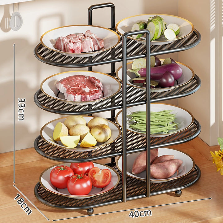 Four-Tier Mesh Kitchen Countertop Organizer Rack