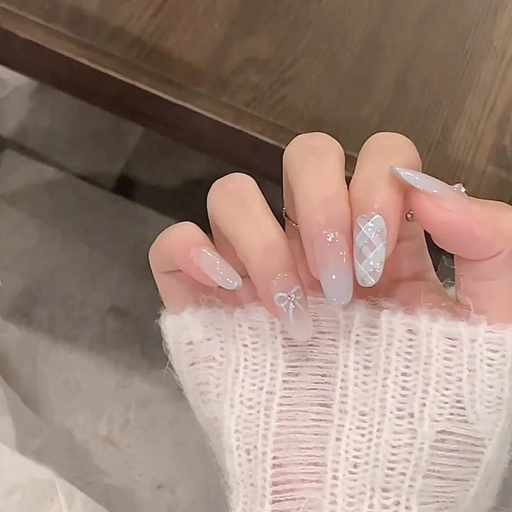 Glamorous Press-On Nail Set with Decorative Gemstone Accents Kalsten