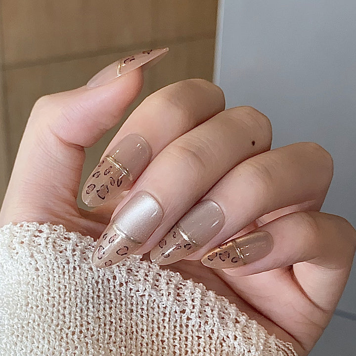 Stylish Press-On Nail Set with Artistic Leopard Design Kalsten