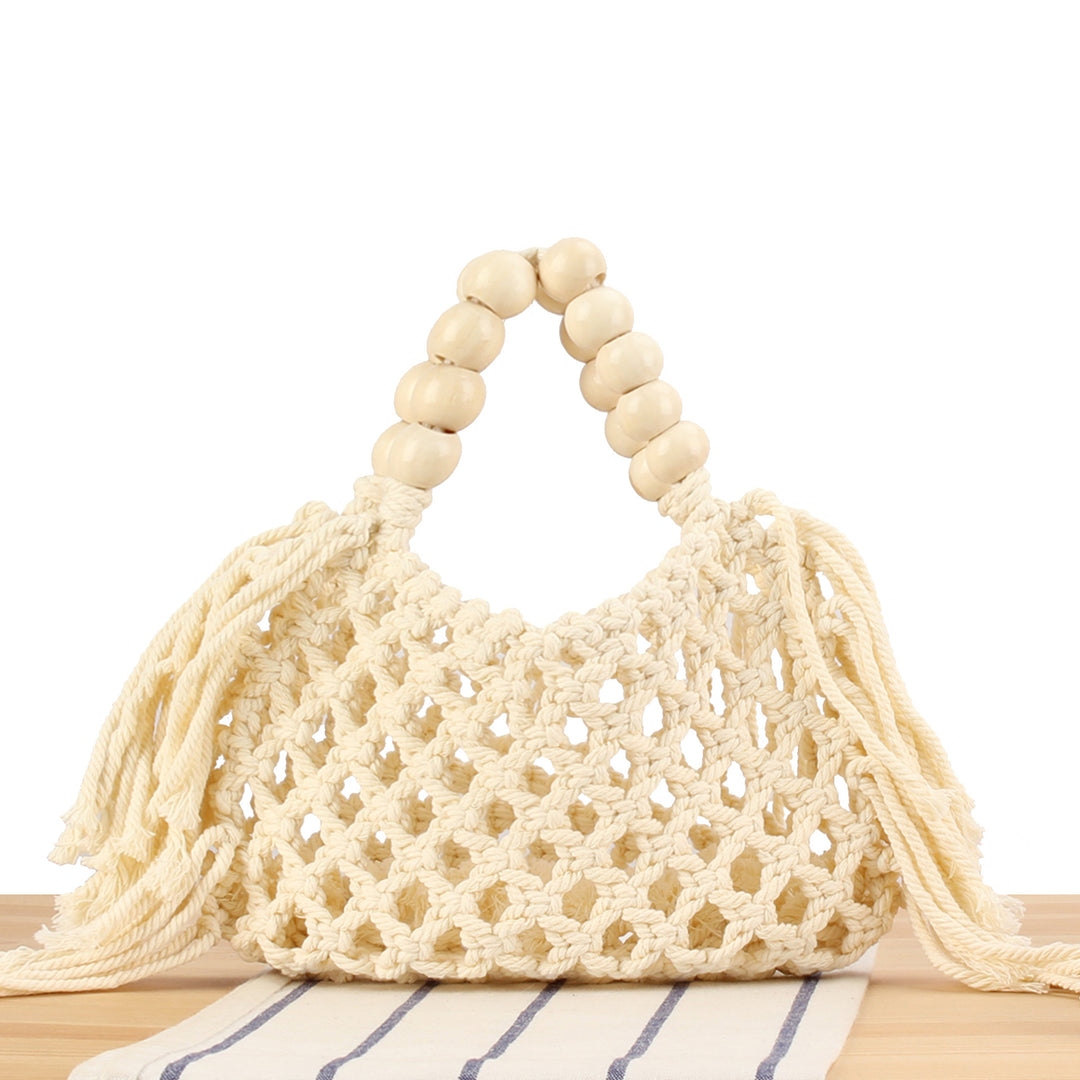 Macrame Handbag with Wooden Handles Kalsten