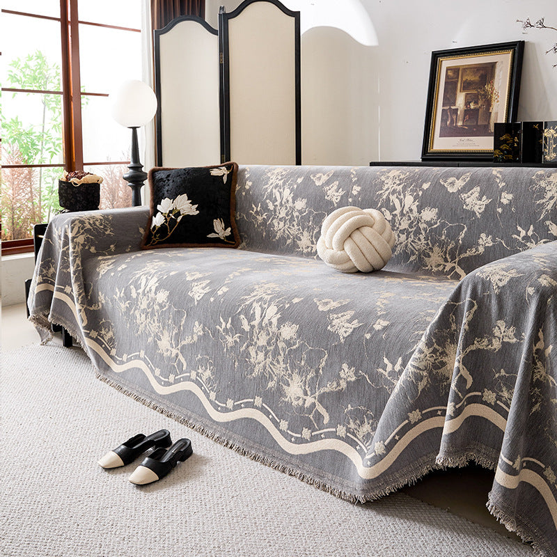 Floral Patterned Decorative Sofa Throw