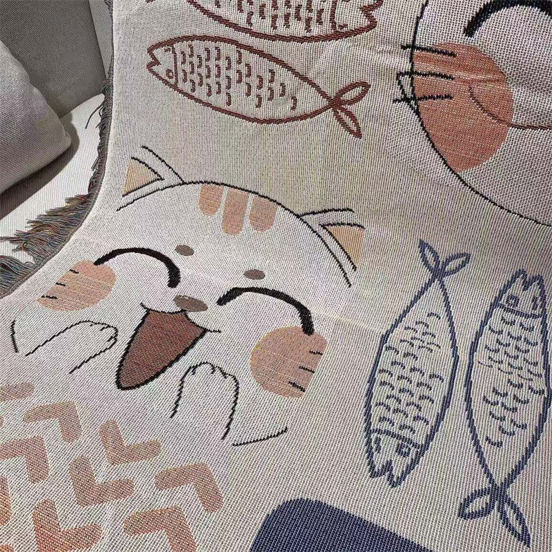 Decorative Cat-Themed Throw Blanket