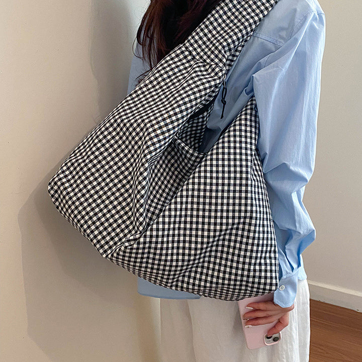 WoGingham Print Slouchy Shoulder Bag Kalsten
