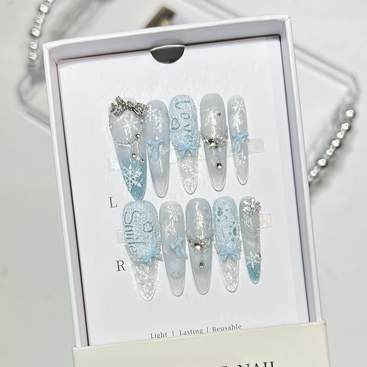 Decorative Rhinestone-Embellished Stiletto Nails Kalsten