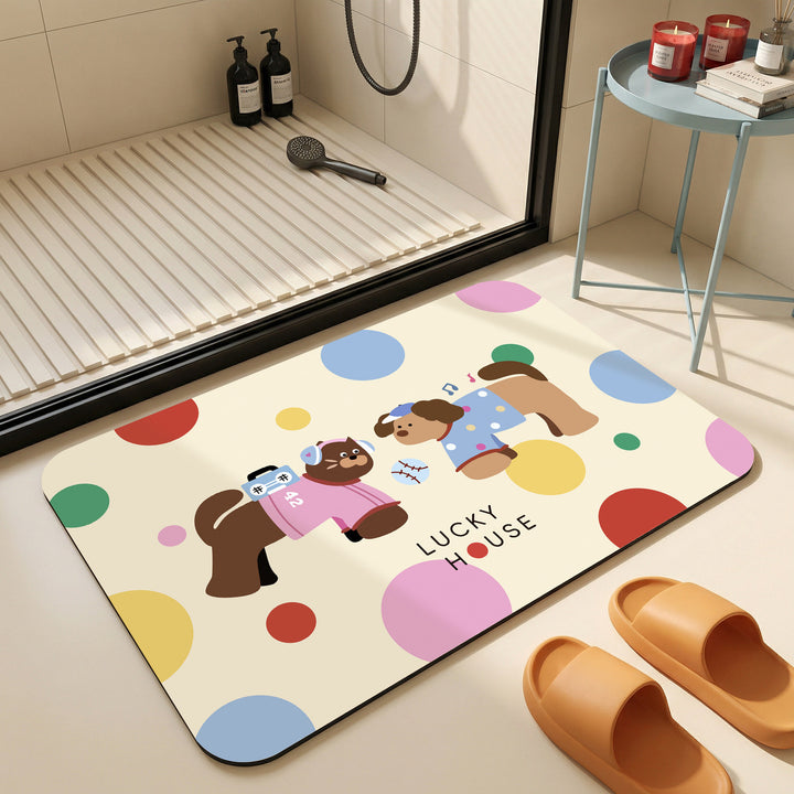 Cartoon-Themed Plush Bath Mat