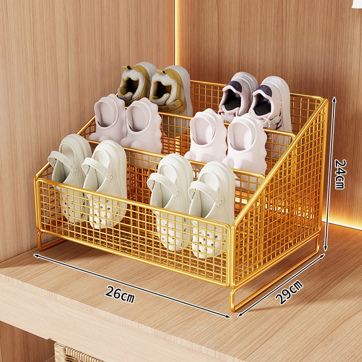 Compact Angled Tri-Level Mesh Slipper and Small Shoe Organizer Bin