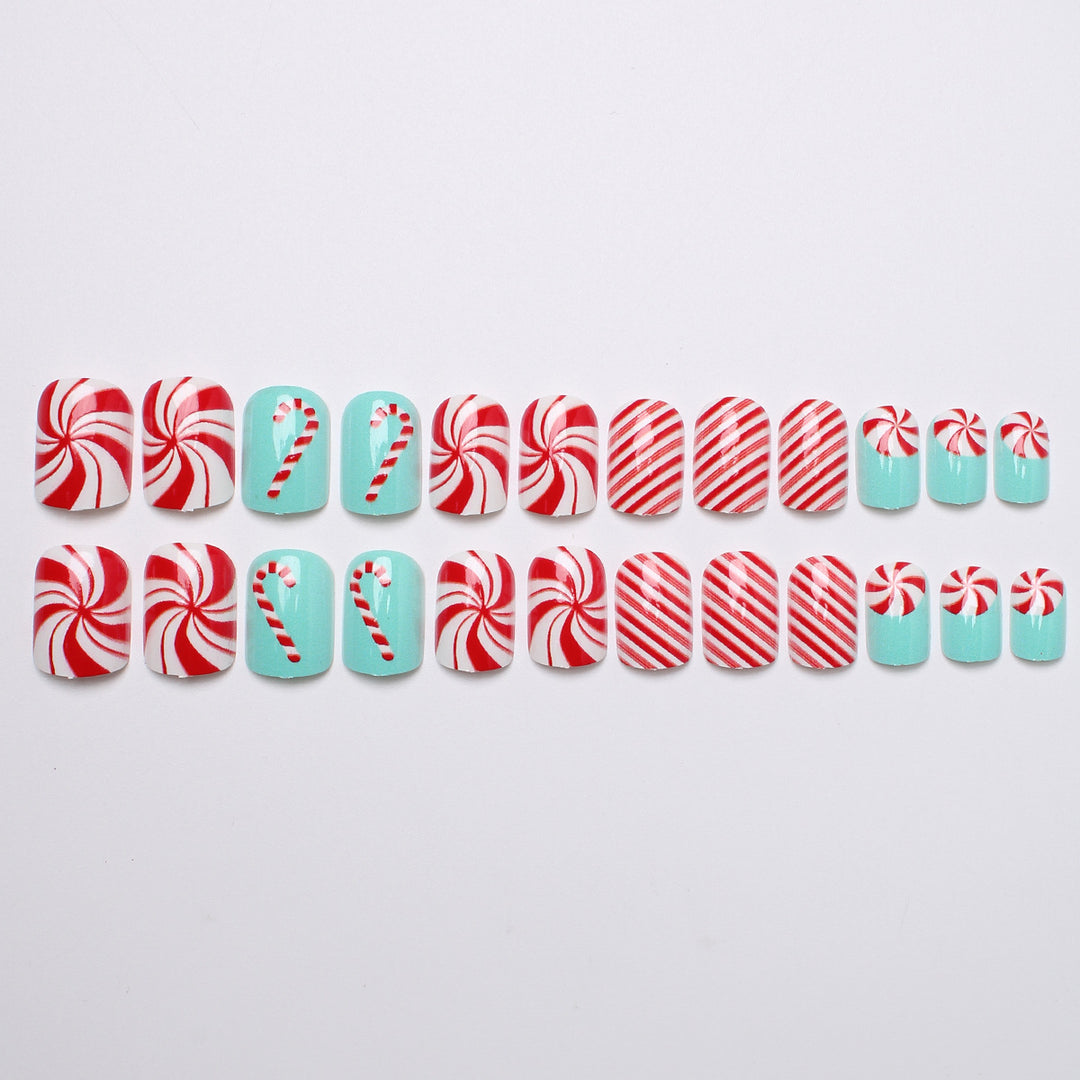 Festive Candy Cane Press-On Nails Kalsten