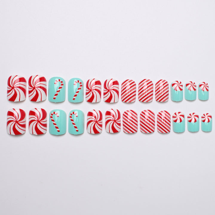 Festive Candy Cane Press-On Nails Kalsten