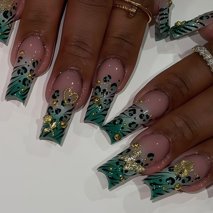 Stylish Bling Leopard Print Press-On Nail Tips Kalsten