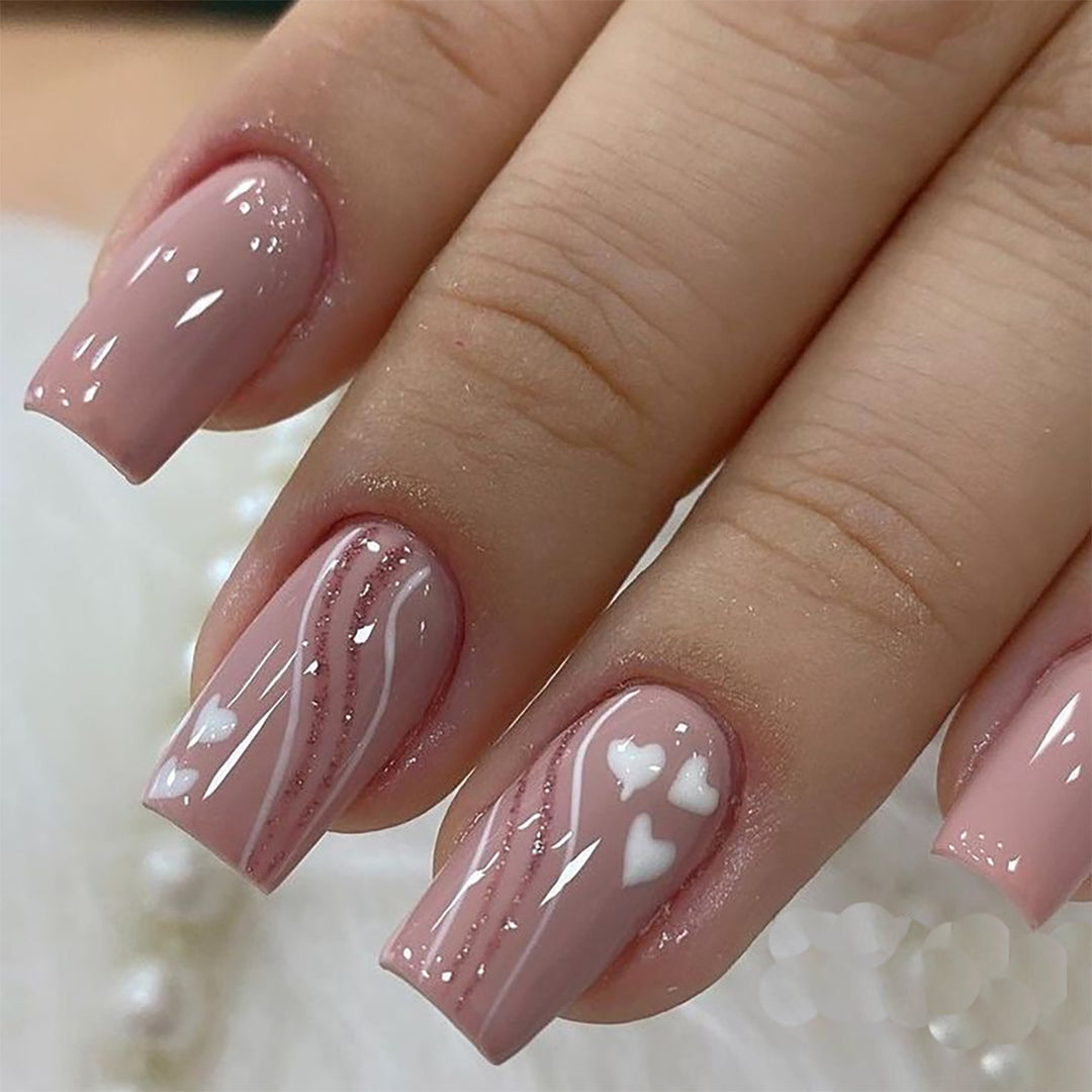 Heart-Patterned Press-On Nails Kalsten