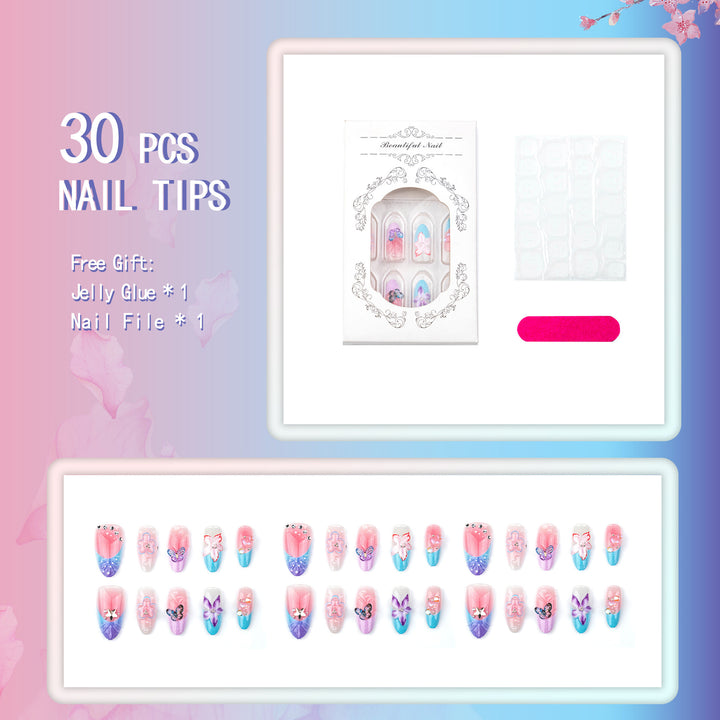 Artificial nail tips with delicate floral patterns Kalsten