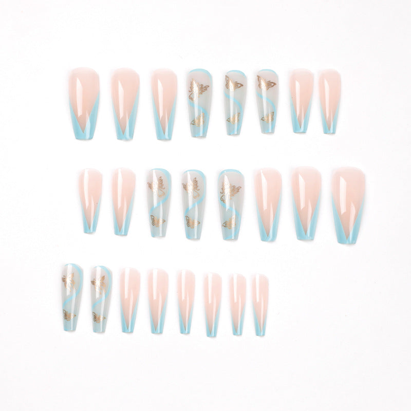 Artificial nail extensions in an elegant style with floral design Kalsten