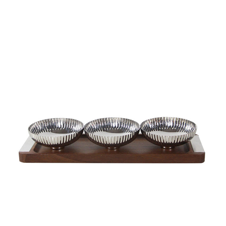 Modern Stainless Steel Snack Bowl Set with Serving Tray