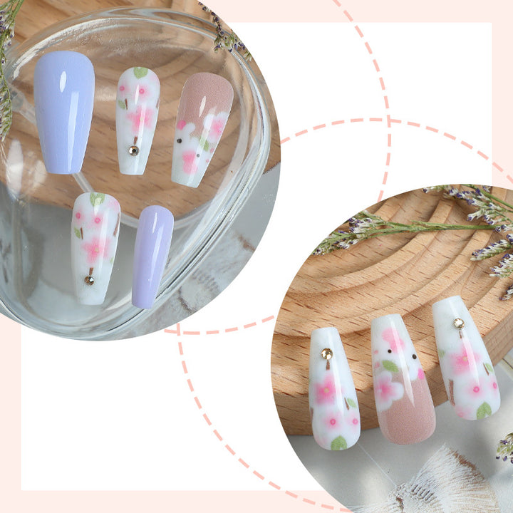 Elegant Press-On Nail Set with Floral Accents Kalsten 1788496046