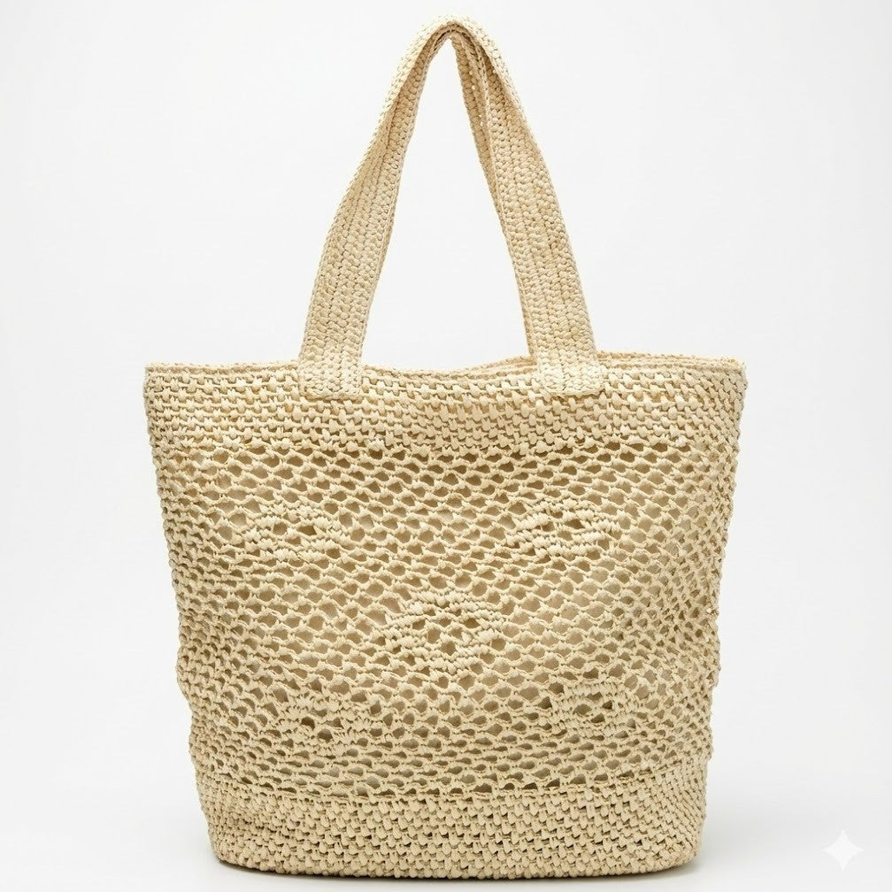 Large macrame bag with leather accents Kalsten