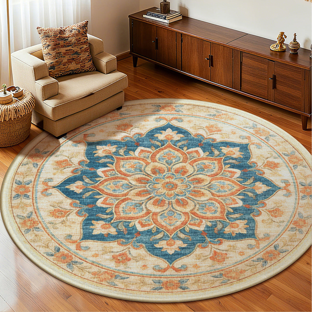 Vintage-Inspired Round Area Rug
