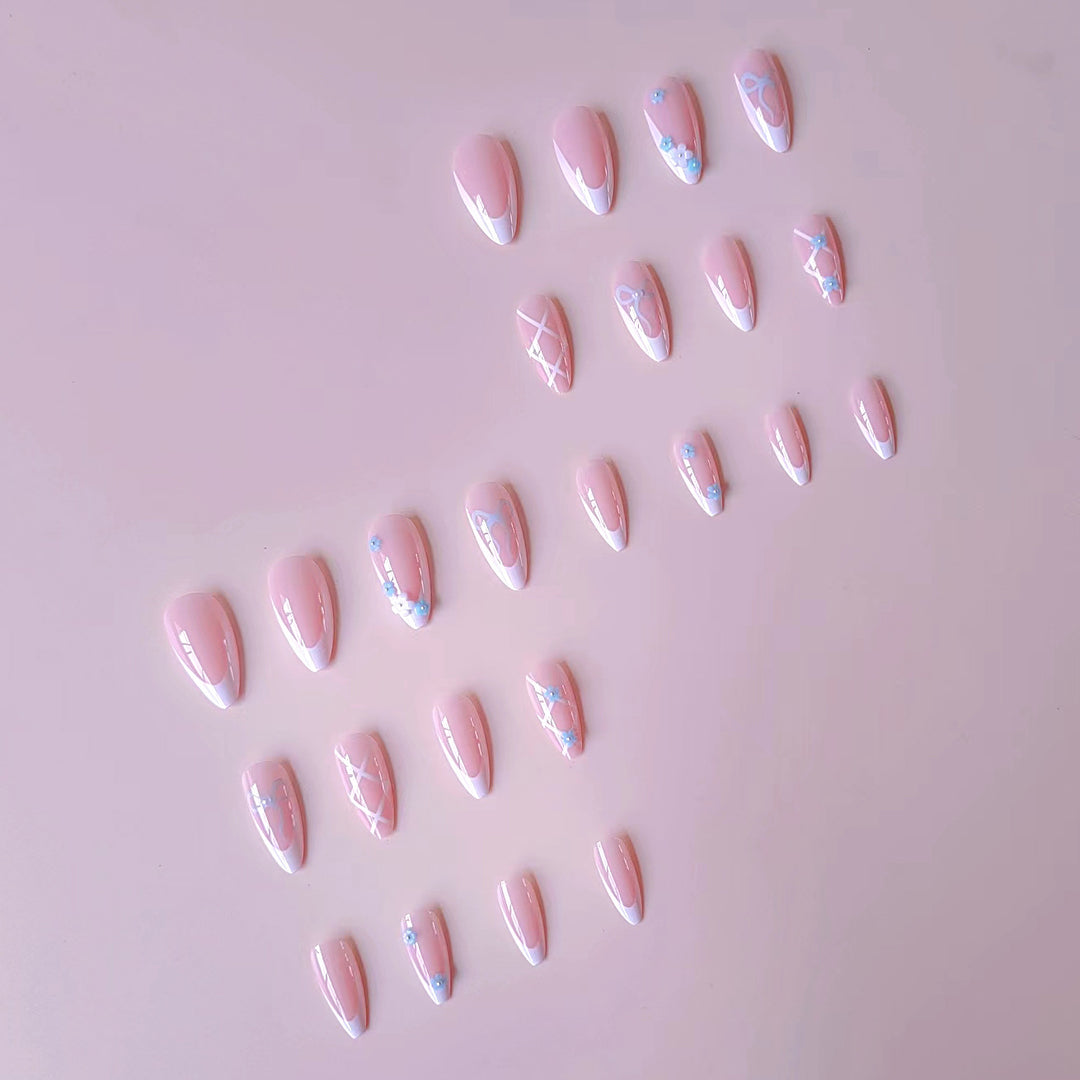 Acrylic nail set with elegant 3D flowers and glamorous accents Kalsten