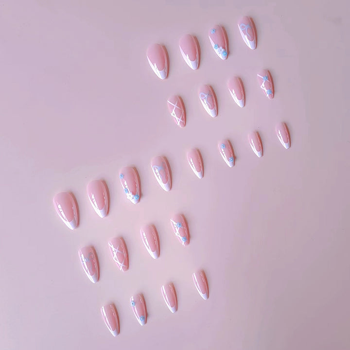 Acrylic nail set with elegant 3D flowers and glamorous accents Kalsten