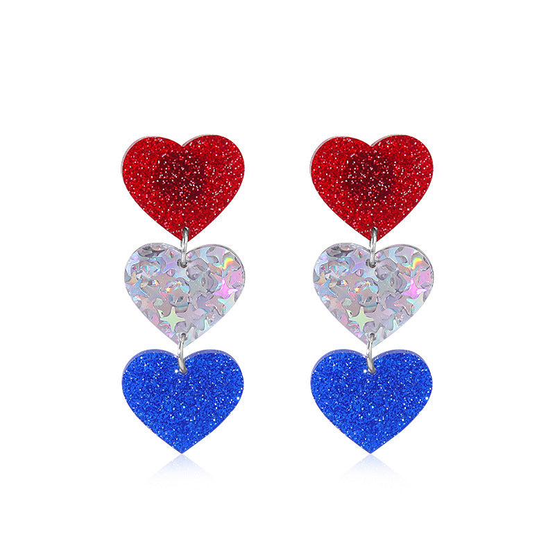 Women's long multi-layer star drop earrings with crystal embellishments and rhodium-plated alloy Kalsten