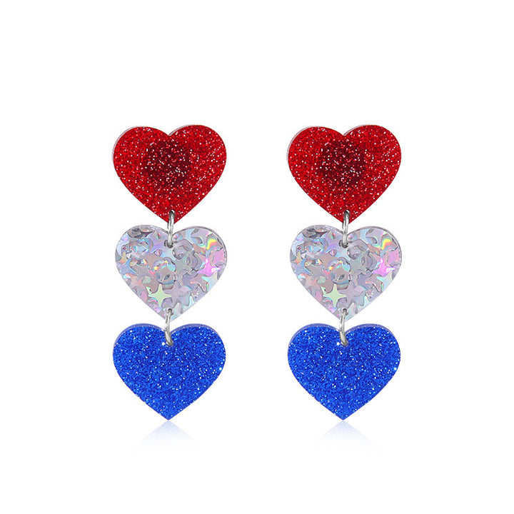 Women's long multi-layer star drop earrings with crystal embellishments and rhodium-plated alloy Kalsten
