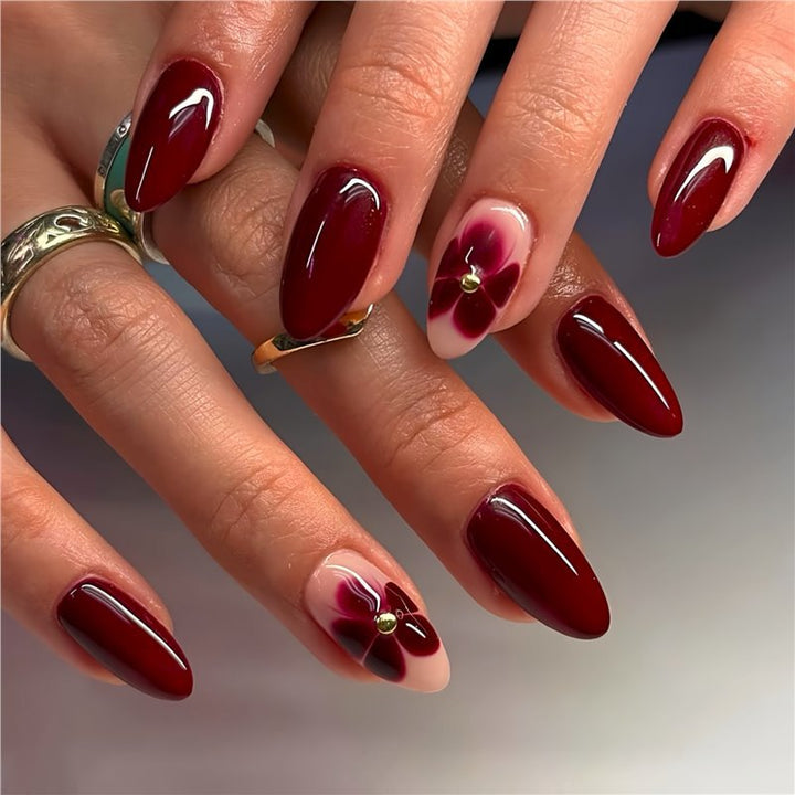 Elegant Floral Press-On Nail Art Extensions Kalsten 1787913949