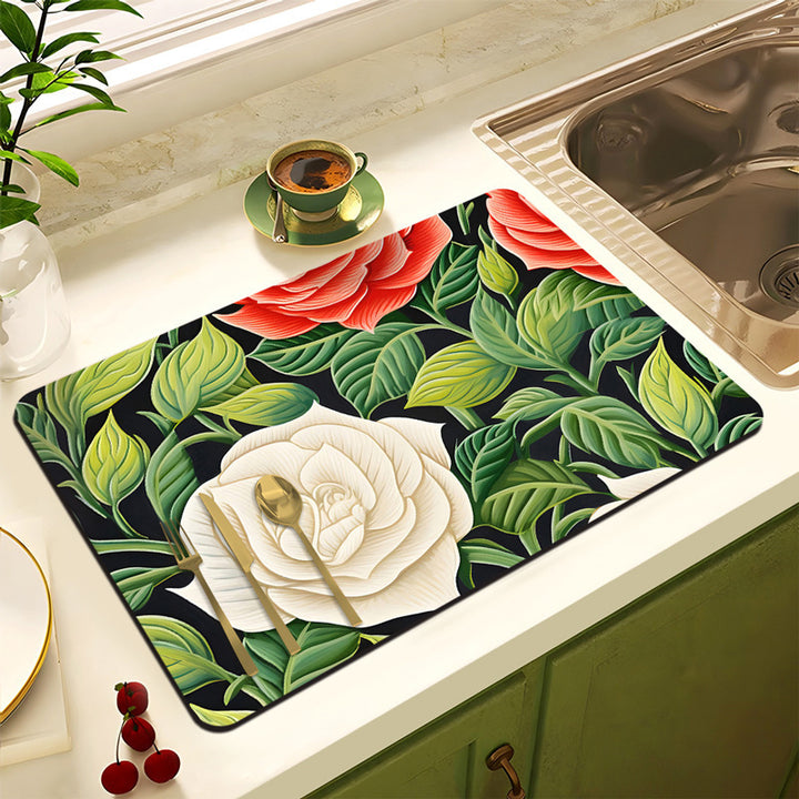 Decorative Floral Kitchen Mat