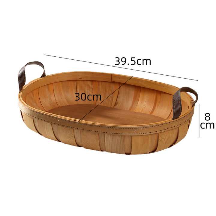 Unisex Handcrafted Basket with Leather Handles Kalsten