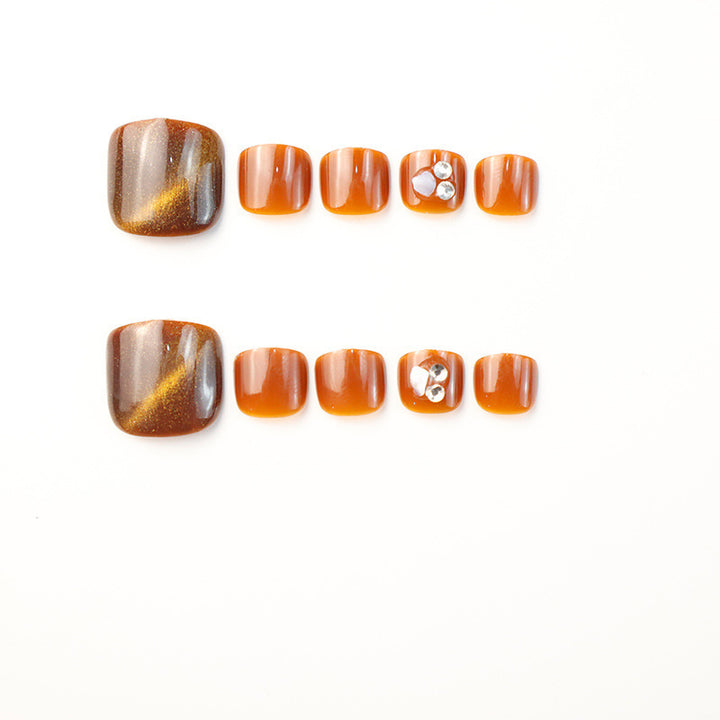 Elegant Glossy Press-On Toenail Art Set