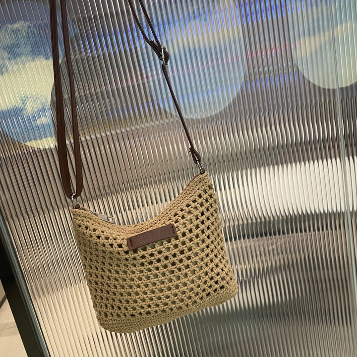 Hand-knotted shoulder bag with leather accent Kalsten