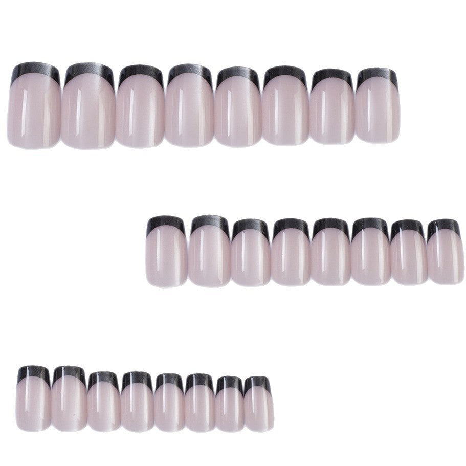 Artificial Nails in Elegant French Design with Glittering Accents Kalsten