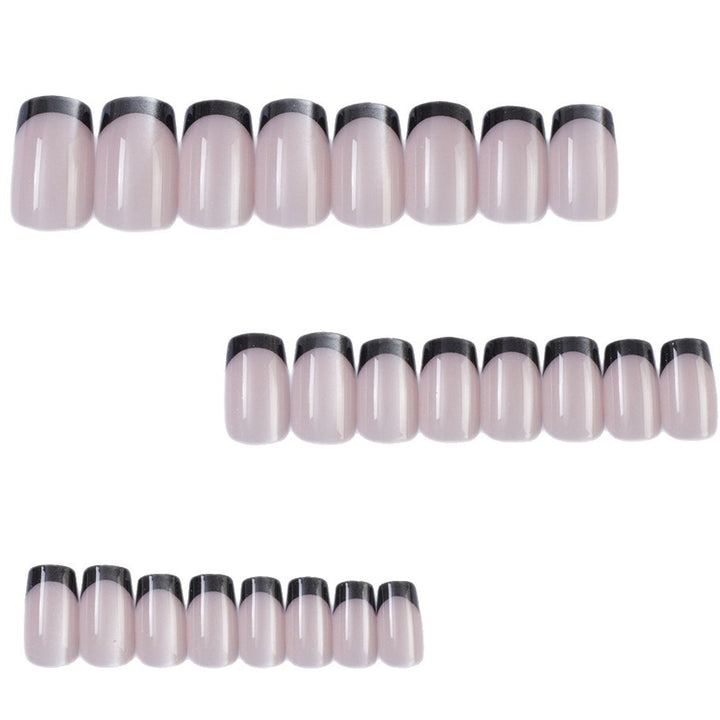 Artificial Nails in Elegant French Design with Glittering Accents Kalsten